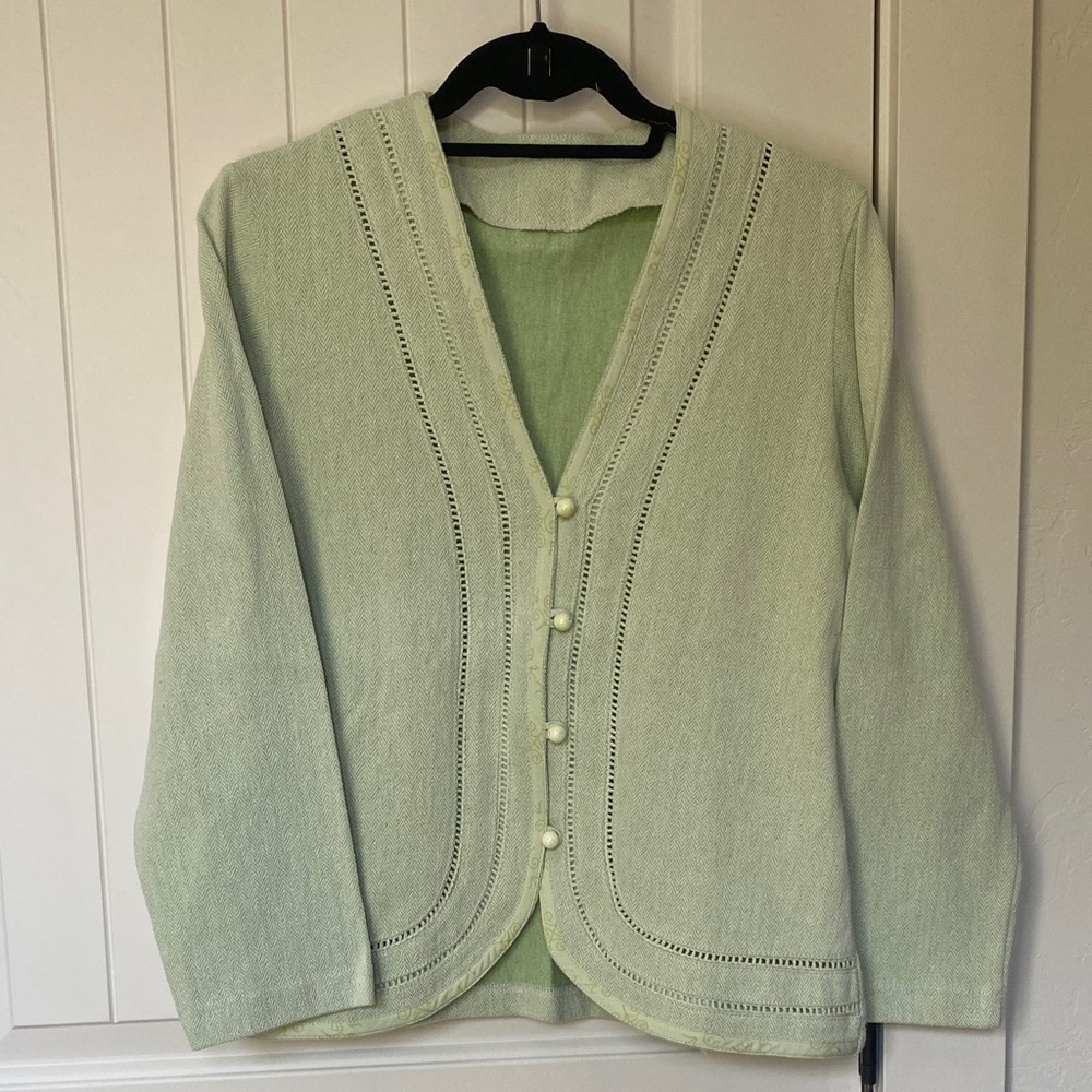 Light Green Cardigan/ Jacket with Button Detail